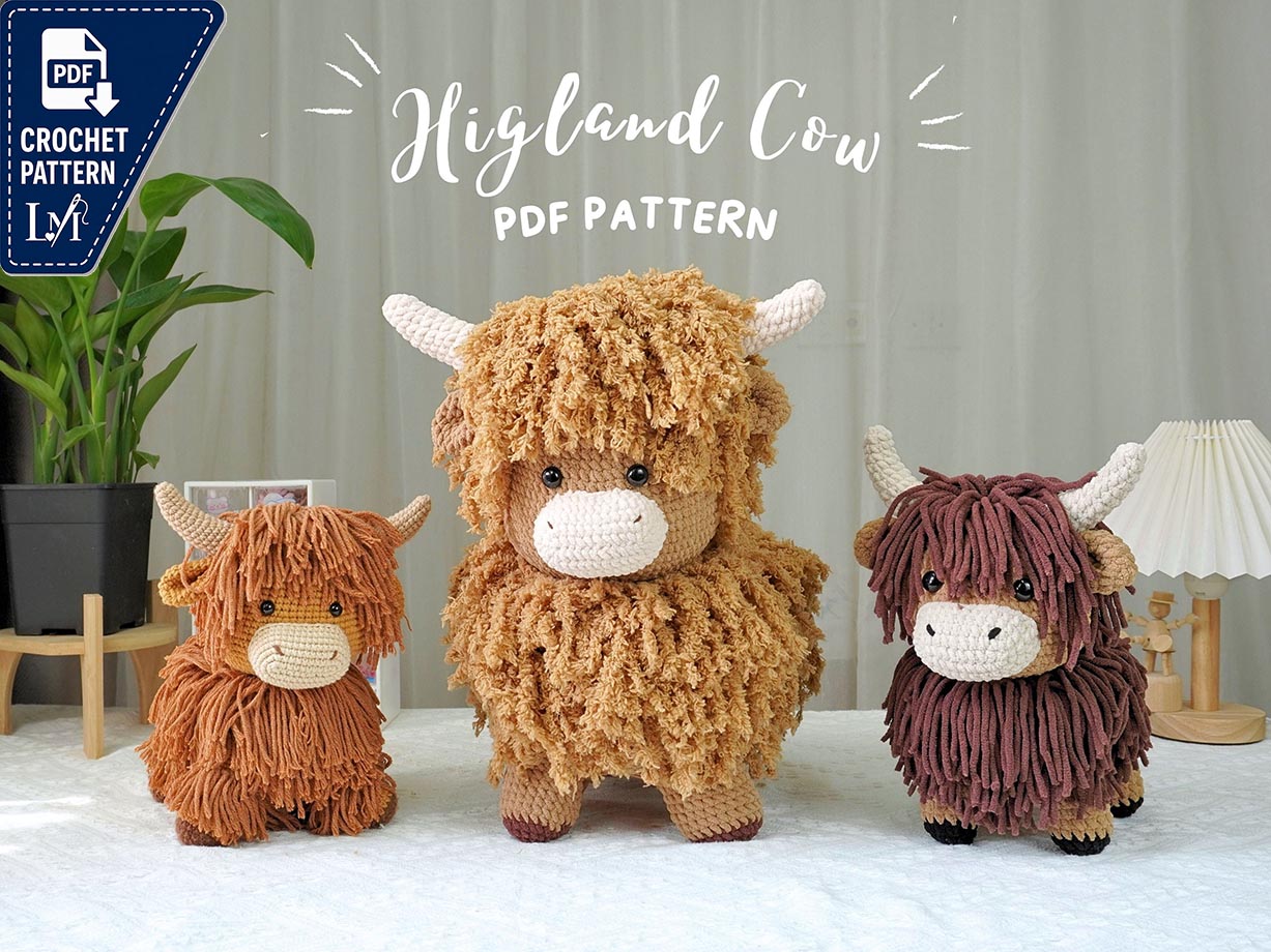 Highland Cow Bigsize Crochet Pattern, Amigurumi Crochet Pattern, Highland Cow Stuffed Plush Pattern, PDF Crochet Pattern